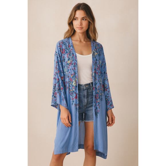 Free People Intimates Floral Kimono Duster Cardigan | Boho Lounge OSFM - Picture 1 of 11